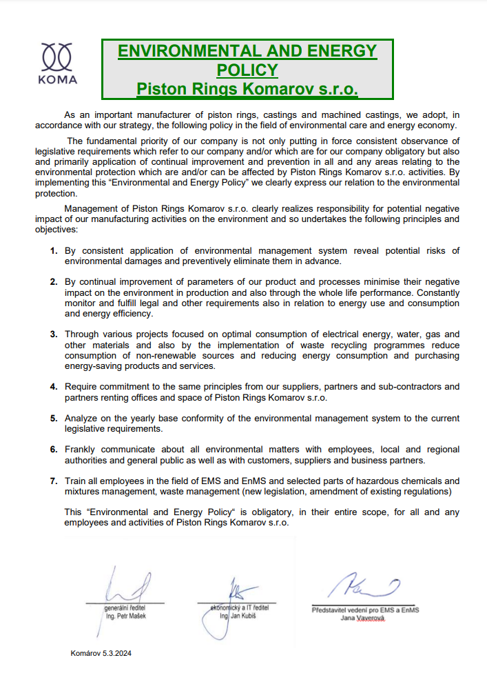 Enviromentální politika Enviromentální politika